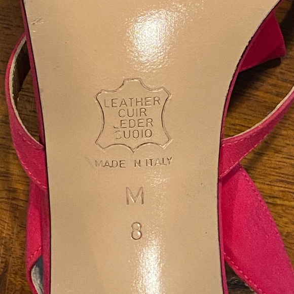 Pink Yves Saint Laurent Crepe Bow Strappy Heels - Picture 3 of 3